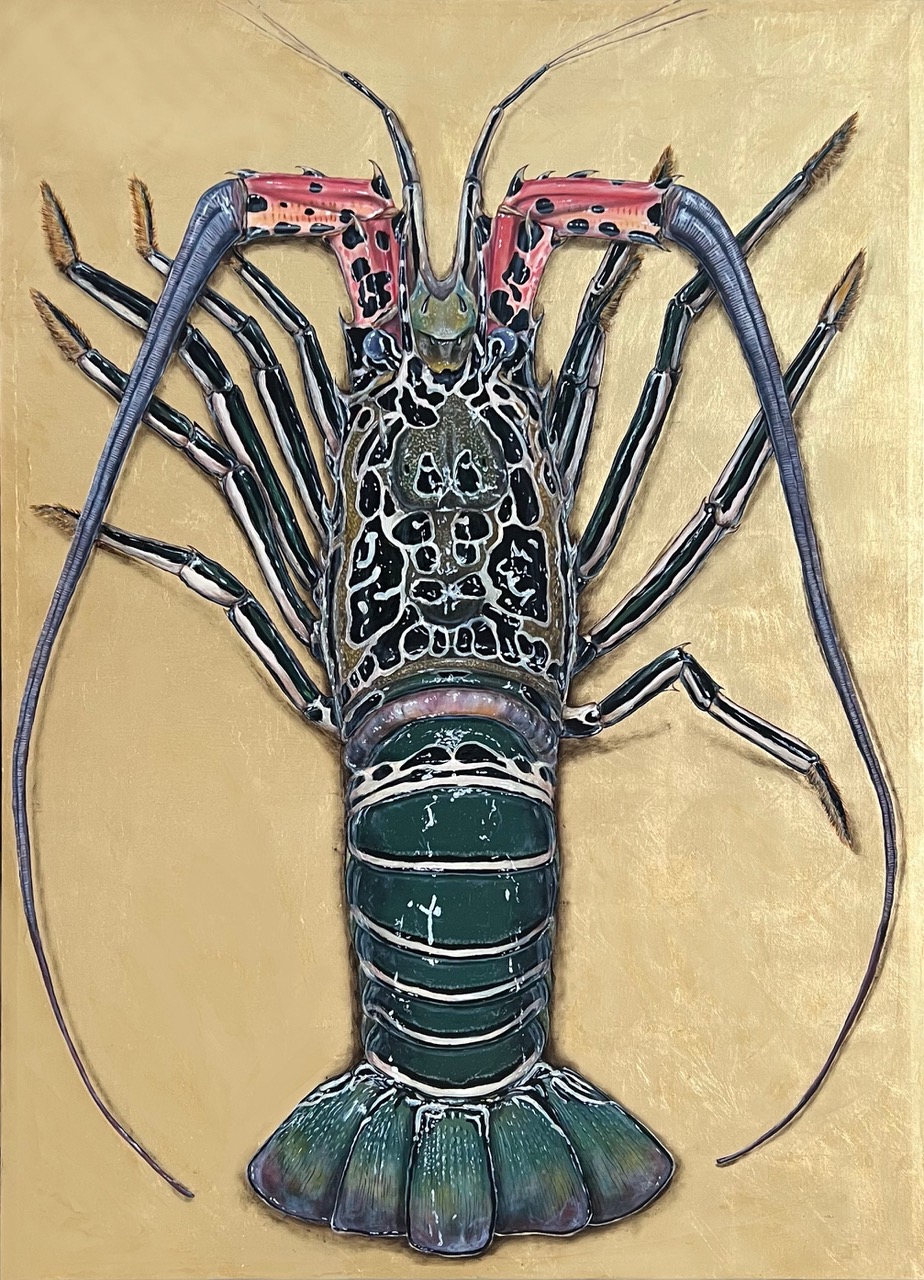 nature, animal, Rorschach Lobster 2023, Oil on canvas with metal leaf, painting, Daria Ivashchenko